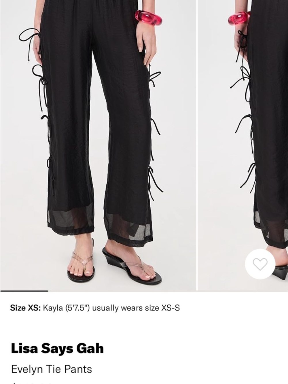 LISA SAYS GAH EVELYN TIE PANT SIZE XL BLACK ORGANZA - Picture 8 of 9
